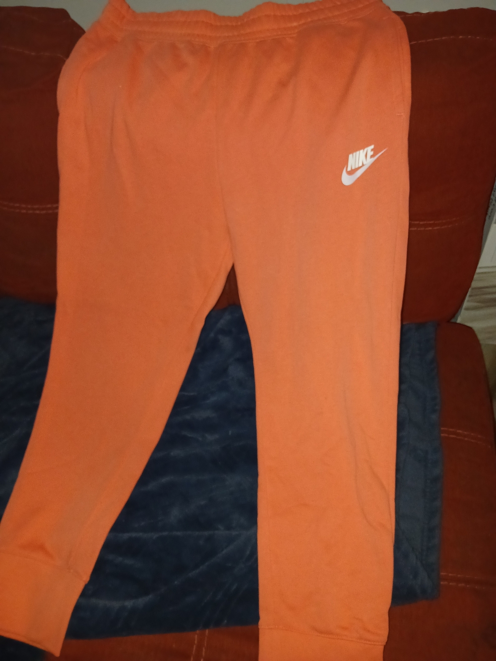 Nike Orange Track Joggers with White Swoosh